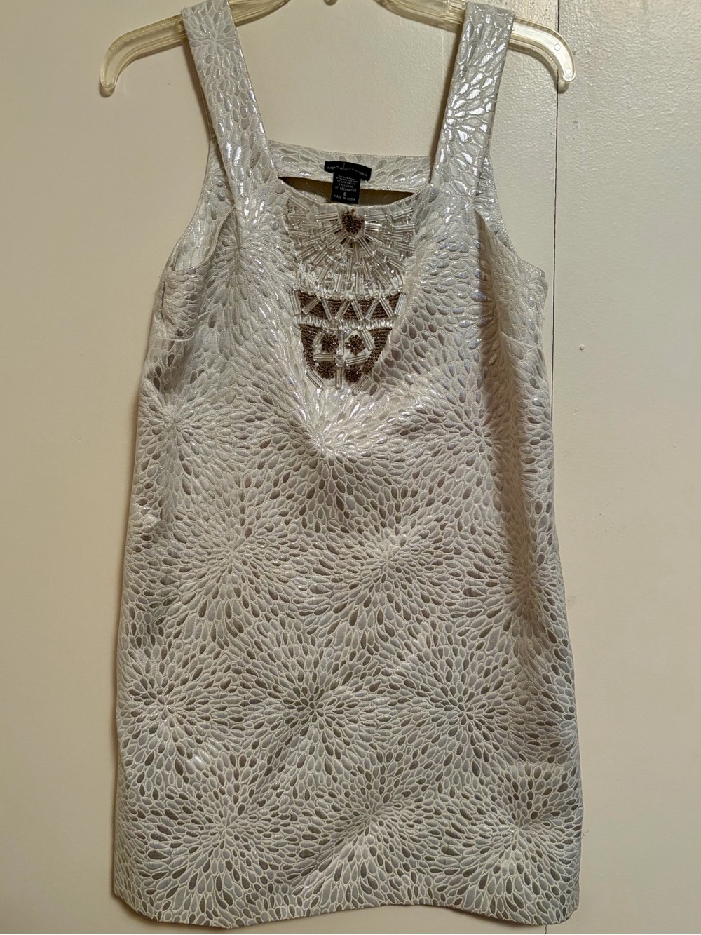 Moda International White Embellished Scoop-Neck Dress